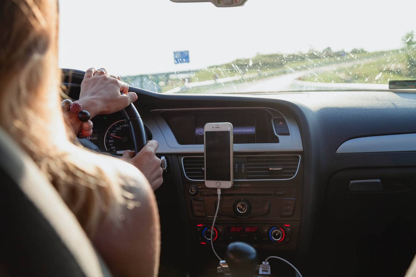 woman driving a car